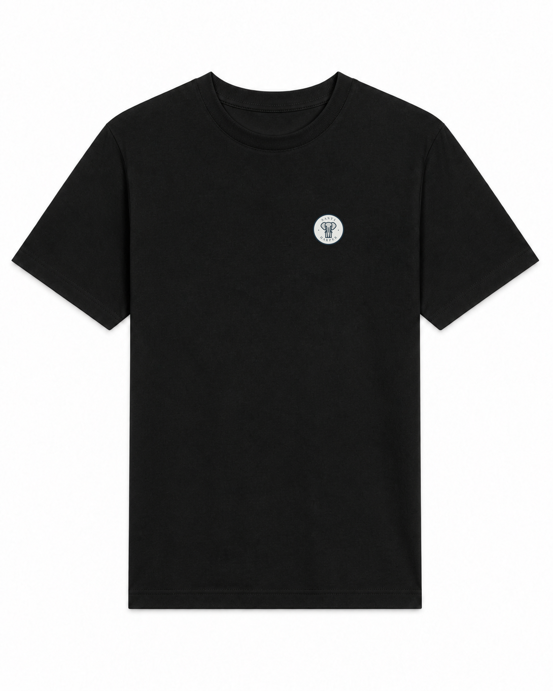 Black Santi Harper Tonal Compact Badge T-shirt front view