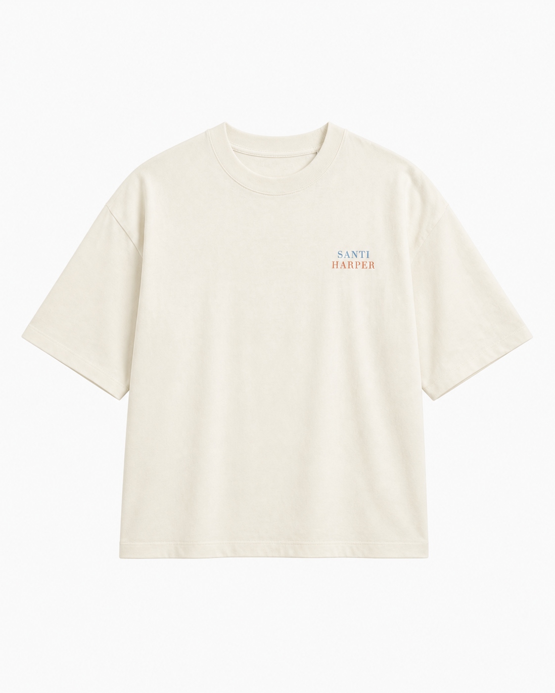 Cream heavyweight boxy Santi Harper T-shirt, garment front